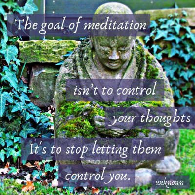 The goal of meditation isn't to control your thoughts, it is to stop letting them control you. - quote by anonymous