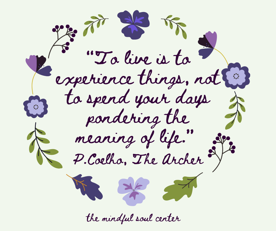 “To live is to experience things, not to spend your days pondering the meaning of life.” (Coelho, The Archer)